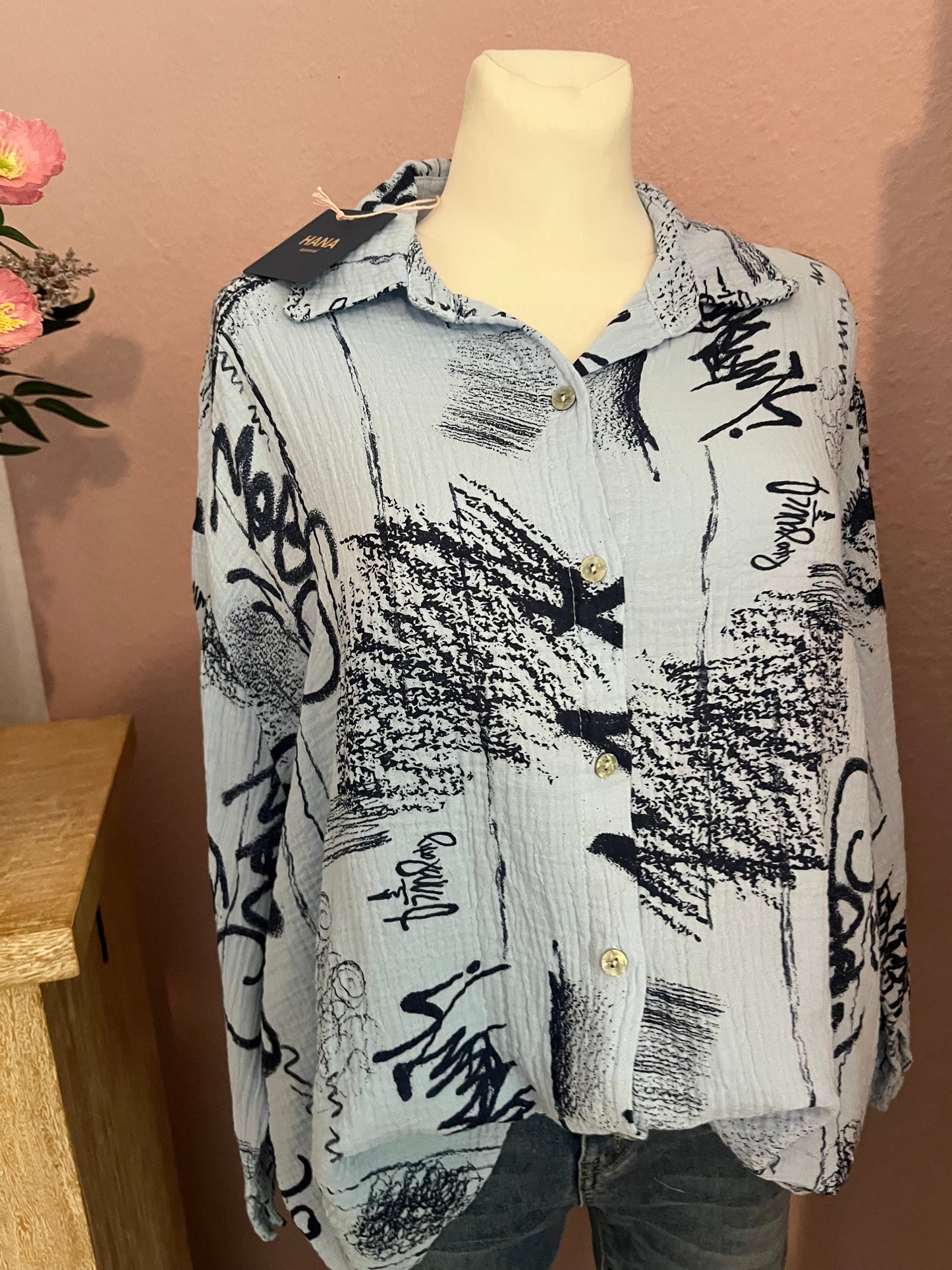Musselin Bluse blau