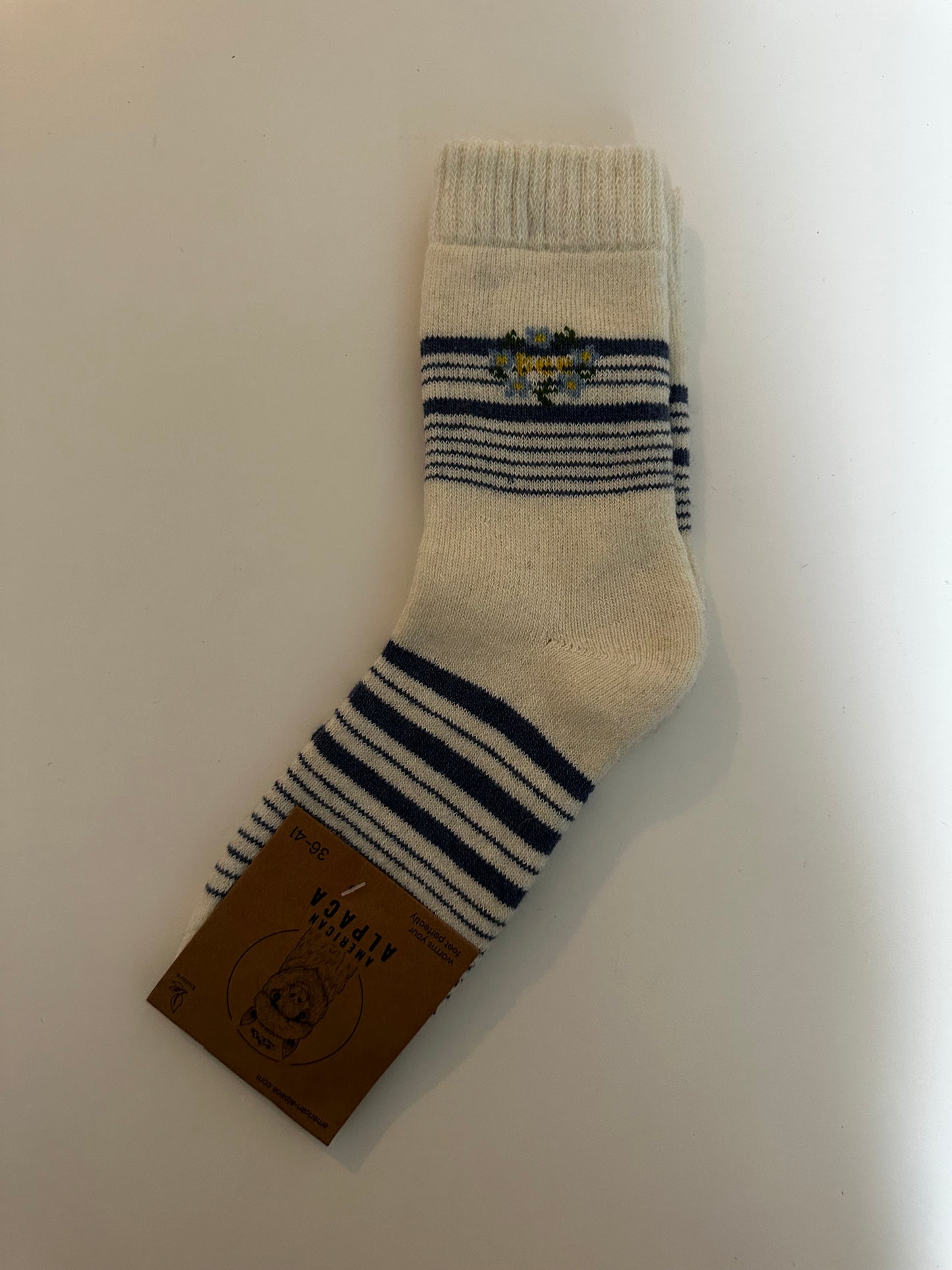 ✅Alpaca Socken Gr. 36-41 "Blau Creme"