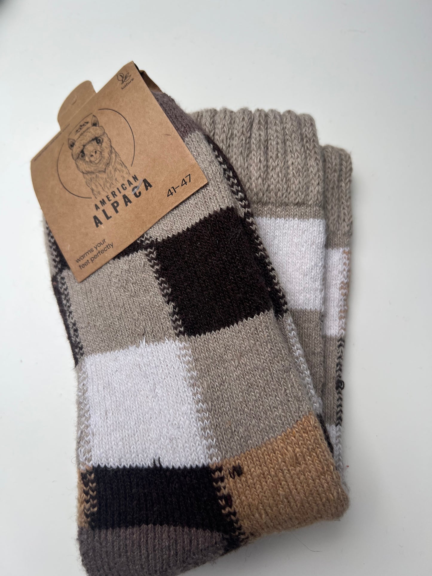 Alpaca Herren Socken Gr. 41-47 "Kariert Dick"🦙 9308
