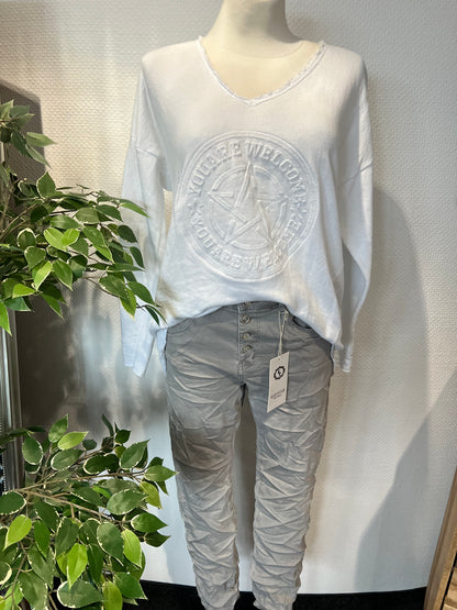 Karo Star Jeans in grau mit Knöpfen 8811