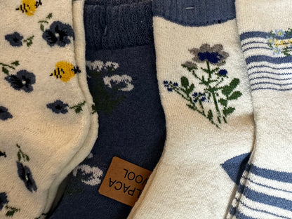 ✅Alpaca Socken Gr. 36-41 "Blau Creme"