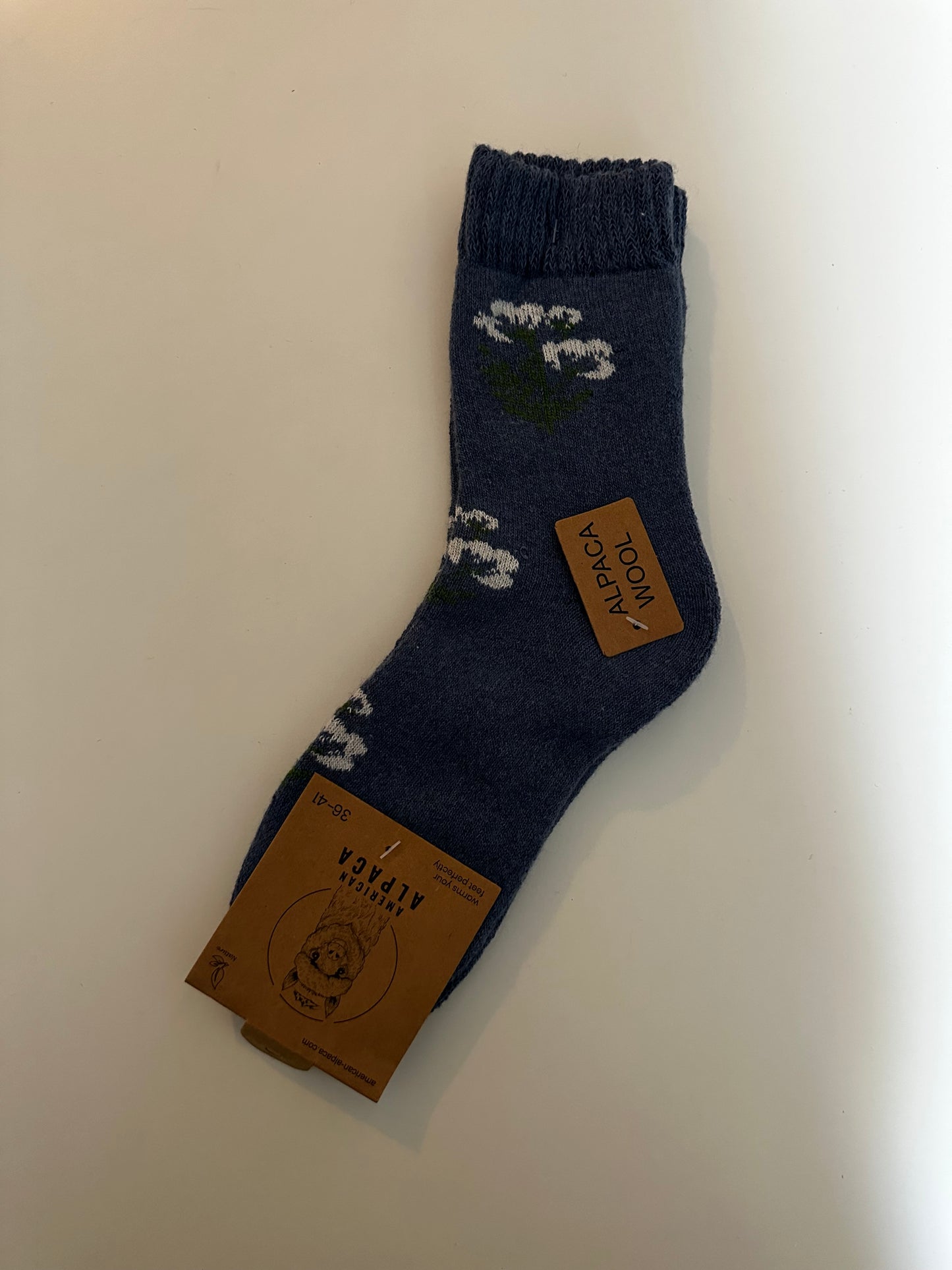✅Alpaca Socken Gr. 36-41 "Blau Creme"