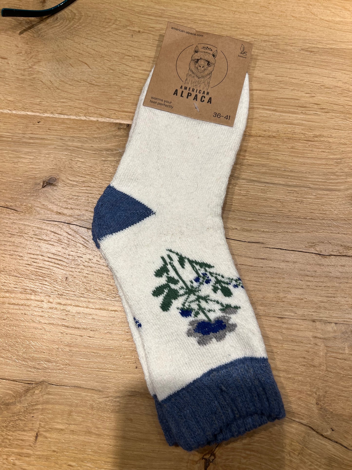 ✅Alpaca Socken Gr. 36-41 "Blau Creme"