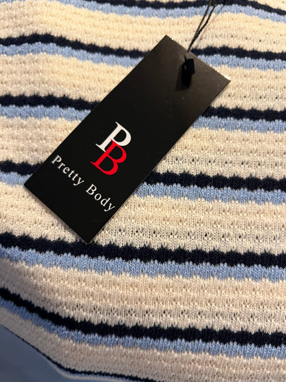 Rundhals PRETTY Body blau creme beige braun