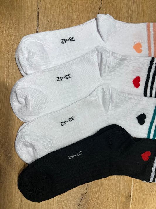 Sneaker Socken Herz und Streifen 39-42