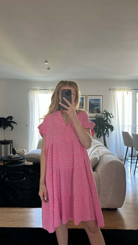 Rosa /hellpink Musselin Kleid "Kurz - Leo"