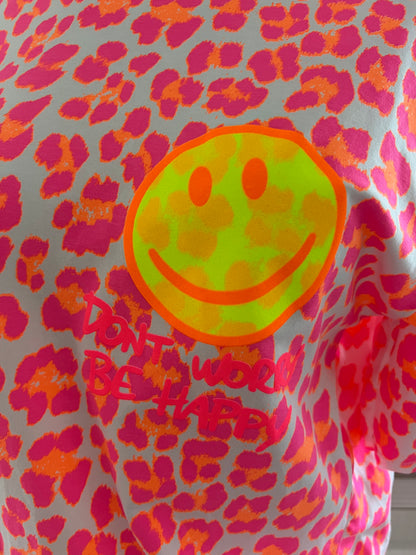 2 Teiler leo mit Smiley in verschiedenen Farben  don‘t worry be happy