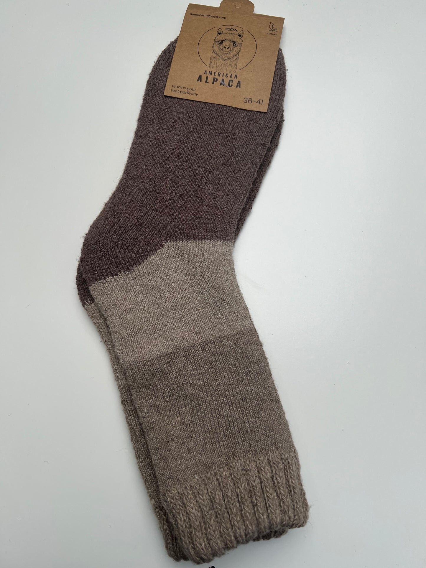✅Alpaca Socken Gr. 36-41 "Taupe Dreifarbig"