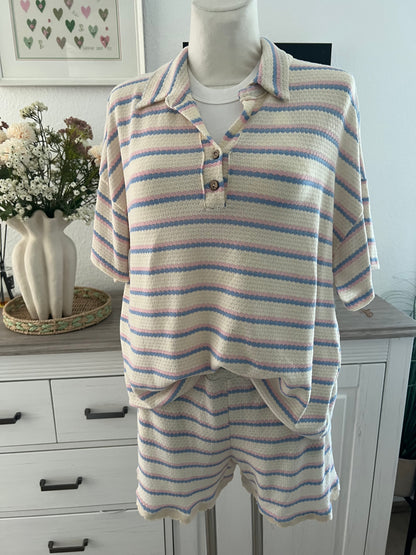 Strick Loungewear Set in pastellfarben