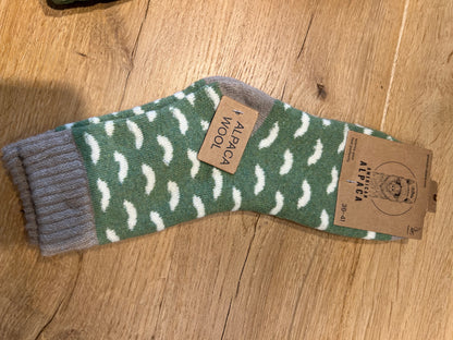 ✅Alpaca Socken Gr. 36-41 "Grün Creme"