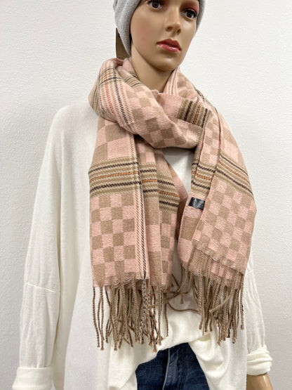 Schal "Rosa/Beige Kariert"