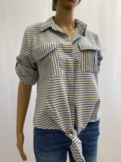 Blau gestreifte Bluse "Knoten"